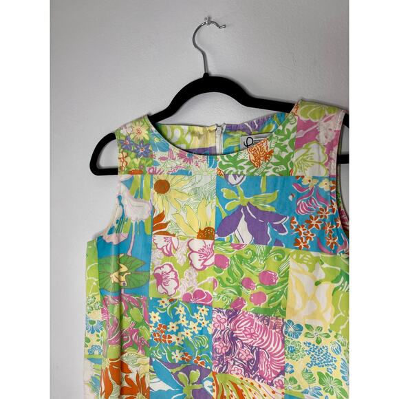 Vintage 1990s Lilly Pulitzer White Label Patchwork Dress Floral Print 8P AS IS - Picture 10 of 16